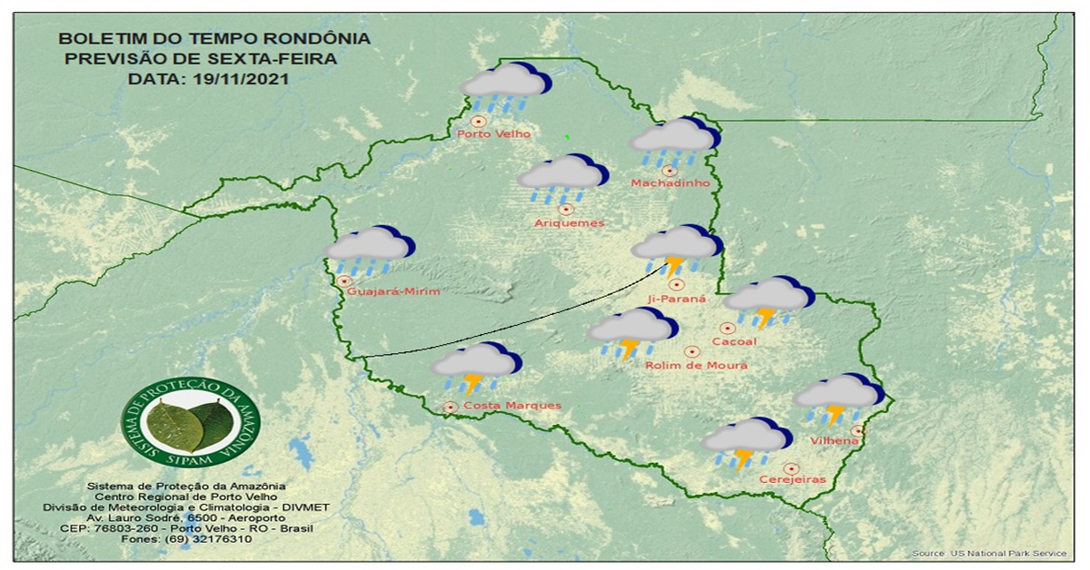 CLIMA: Confira a previsão do tempo para esta sexta-feira (19) em Rondônia 