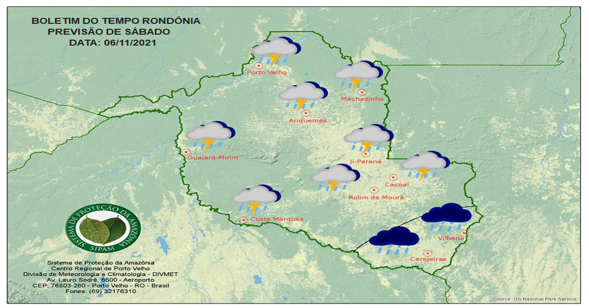 CLIMA: Confira a previsão do tempo para este sábado (06) em Rondônia 