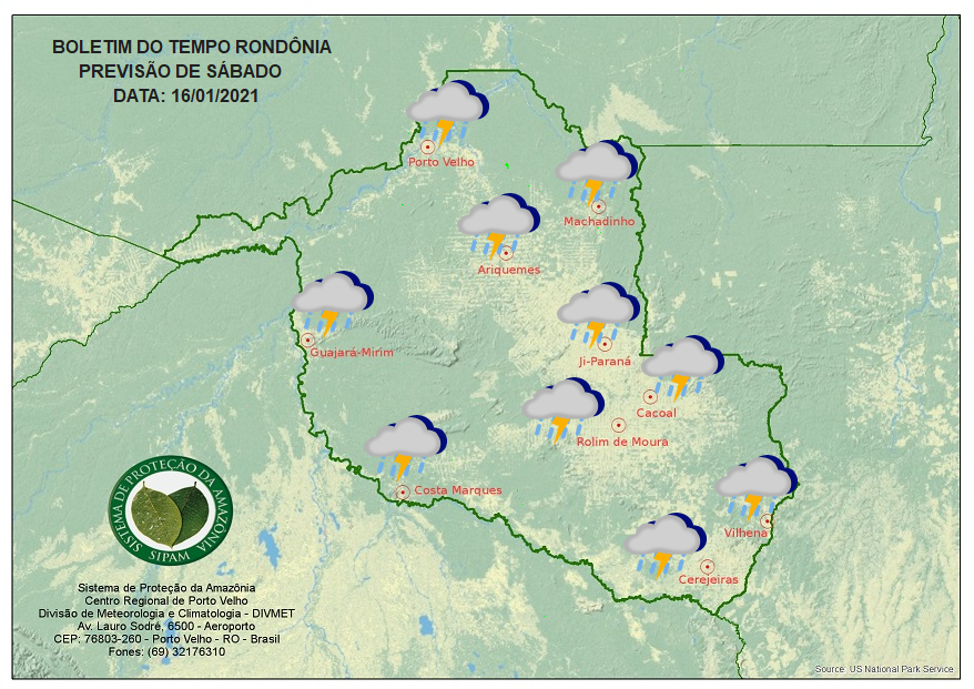 CLIMA: Veja a previsão do tempo para este sábado (16) em Rondônia