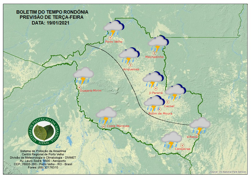 CLIMA: Veja a previsão do tempo para esta terça-feira (19) em Rondônia