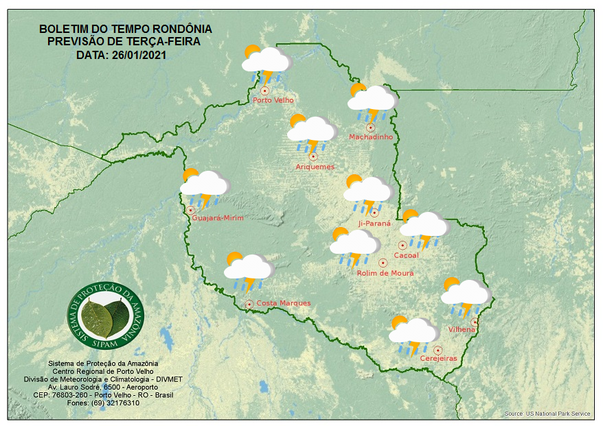 CLIMA: Veja a previsão do tempo para esta terça-feira (26) em Rondônia