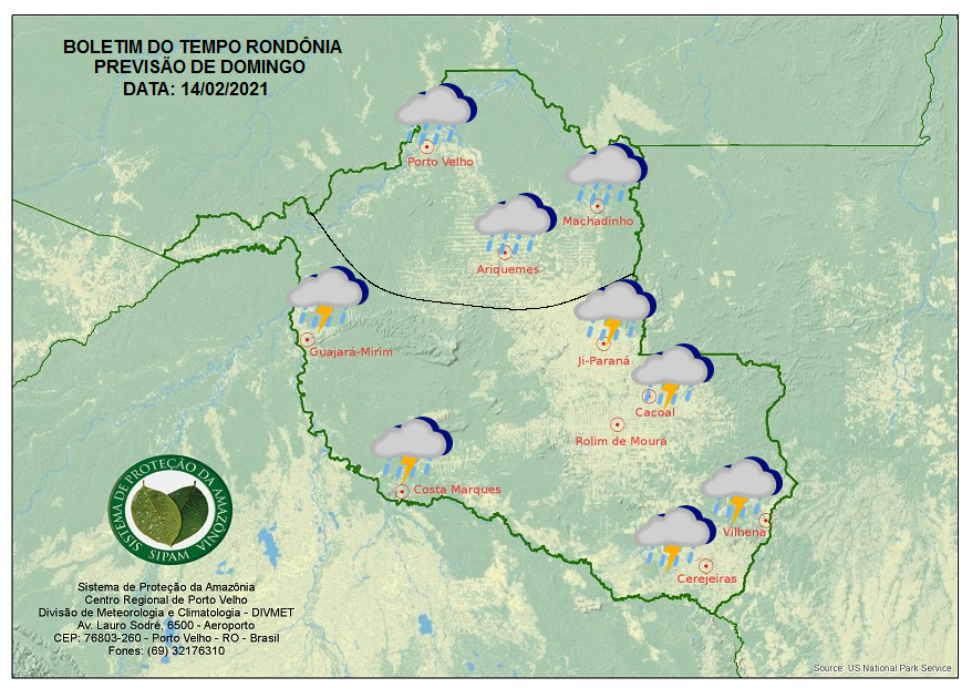 PREVISÃO DO TEMPO: Tempo instável provoca chuva em todas as regiões de Rondônia