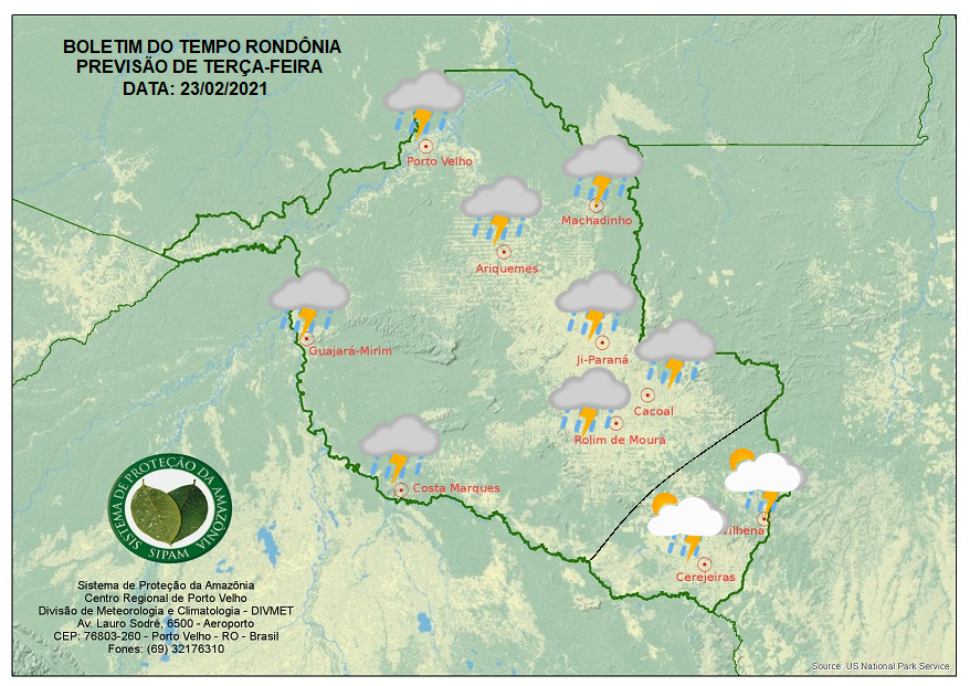 CLIMA: Veja a previsão do tempo para esta terça-feira (23) em Rondônia