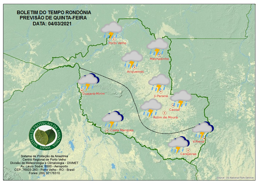 CLIMA: Veja a previsão do tempo para esta quinta-feira (4) em Rondônia