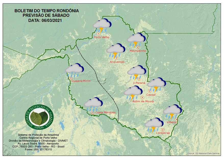 CLIMA: Veja a previsão do tempo para este sábado (6) em Rondônia