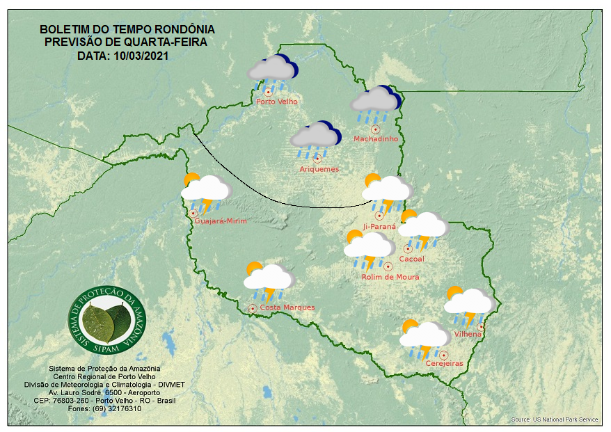 CLIMA: Veja a previsão do tempo para esta quarta-feira (10) em Rondônia