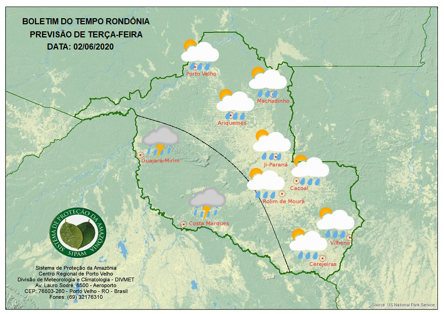 PREVISÃO DO TEMPO: Pancadas de chuva isolada devem ocorrer nesta terça-feira em RO