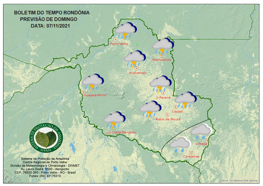 CLIMA: Confira a previsão do tempo para este domingo (07) em Rondônia 