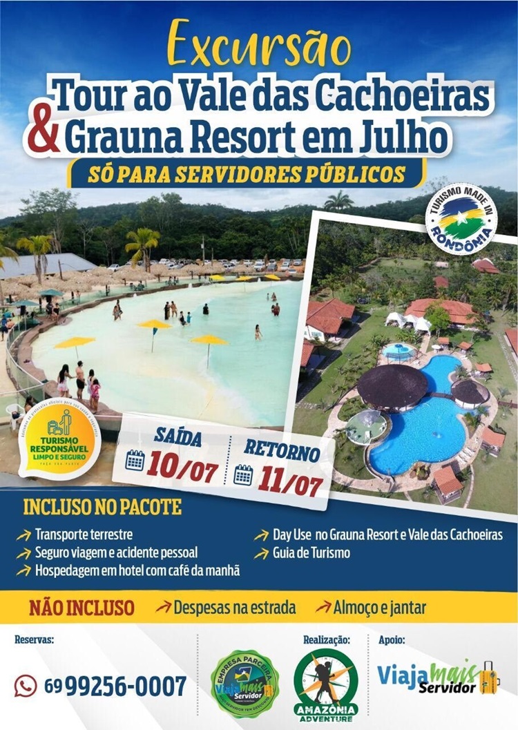 TOUR 2 EM 1: Vale das Cachoeiras e Graúna Resort com a Amazônia Adventure