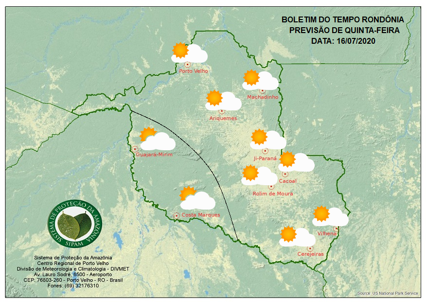 CLIMA: Confira a previsão do tempo para está quinta-feira em Rondônia