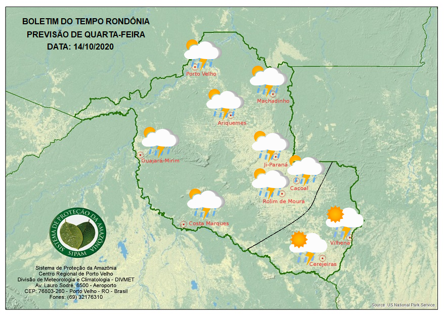 BOLETIM DO TEMPO: Veja a previsão do tempo para esta quarta-feira (14) em Rondônia