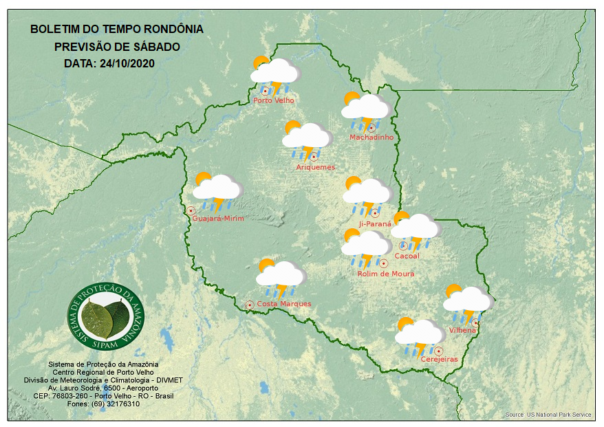  PREVISÃO DO TEMPO: Sábado pode ter chuva forte acompanhada de ventania, diz Sipam