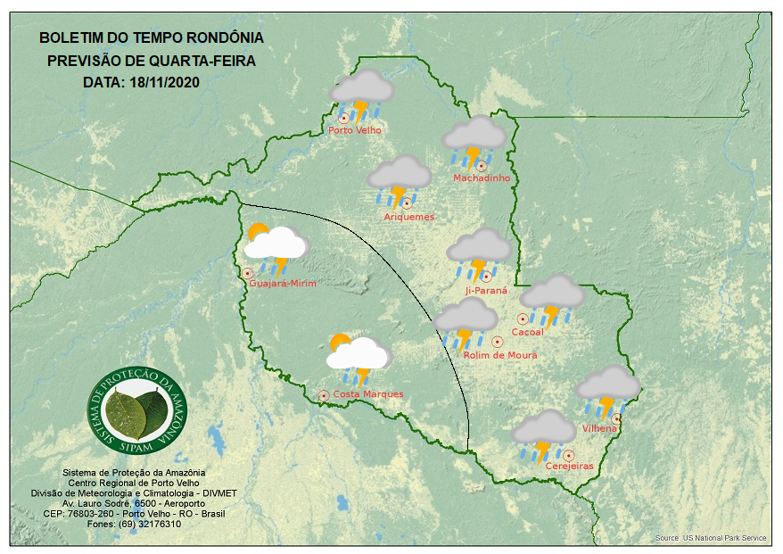 BOLETIM DO TEMPO: Veja a previsão do tempo para esta quarta-feira (18) em Rondônia