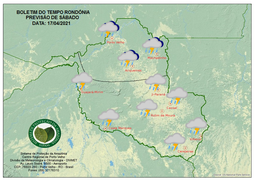 CLIMA: Veja a previsão do tempo para este sábado (17) em Rondônia