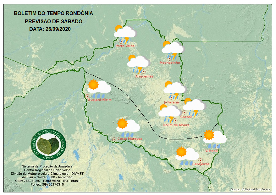 CLIMA: Veja a previsão do tempo para este sábado (26) em Rondônia