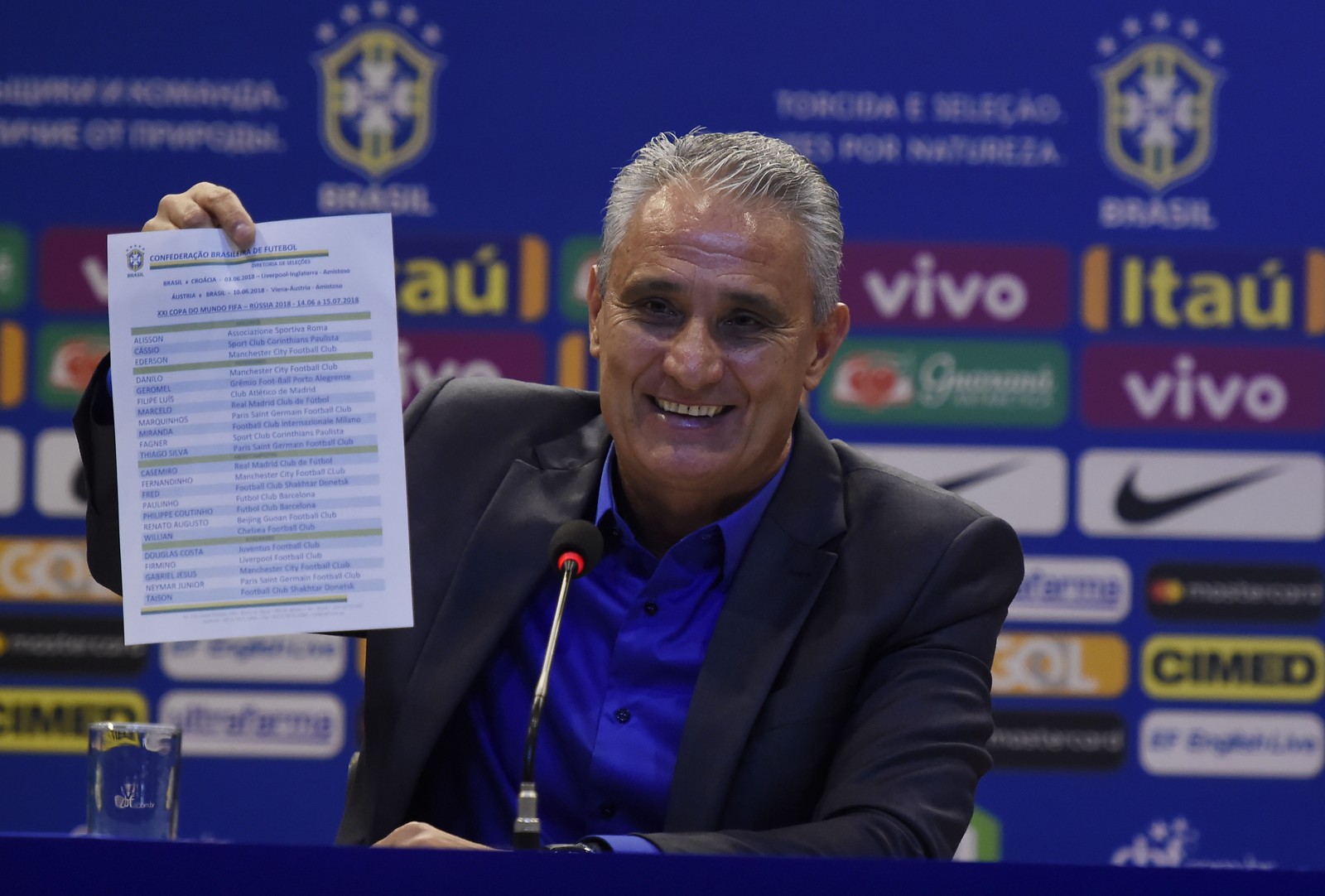 Lista fechada: Tite anuncia os 23 convocados para a Copa do Mundo