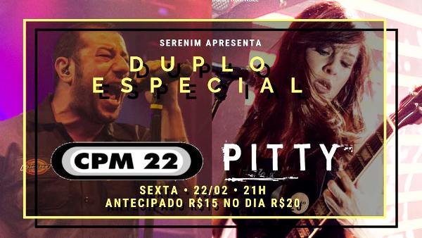 Sorteio de ingresso para o  especial CPM22 + Pitty