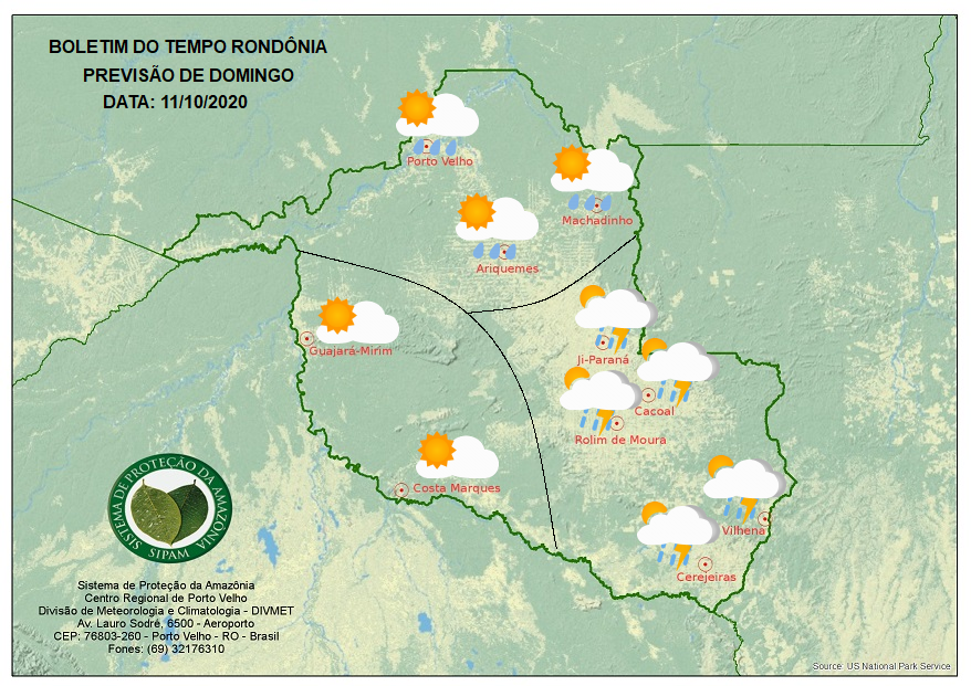 BOLETIM DO TEMPO: Confira a previsão do tempo para este domingo, 11, em Rondônia