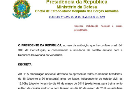 ALERTA: Decreto que obriga homens a servir ao Exército no carnaval é fake