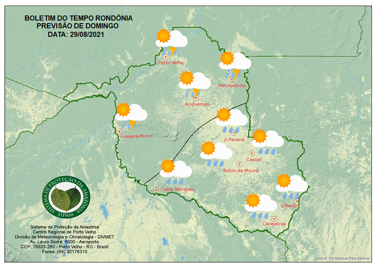 CLIMA: Confira a previsão do tempo para este domingo (29) em Rondônia 