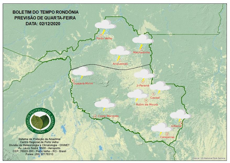 CLIMA: Veja a previsão do tempo para esta quarta-feira (2) em Rondônia