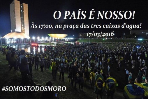 Manifesto contra corrupção hoje ás 17h na Praça das três caixas D’água