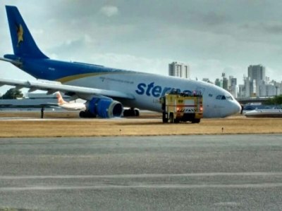 Avião faz pouso forçado no Aeroporto do Recife