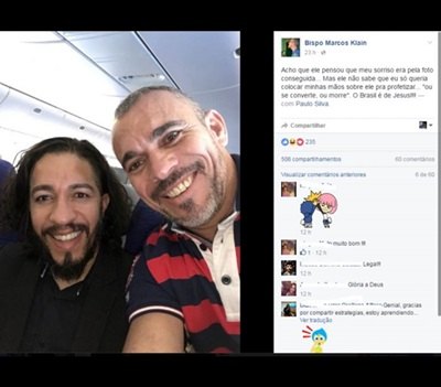 Bispo tira selfie com Jean Wyllys e escreve em post: 'ou se converte, ou morre'
