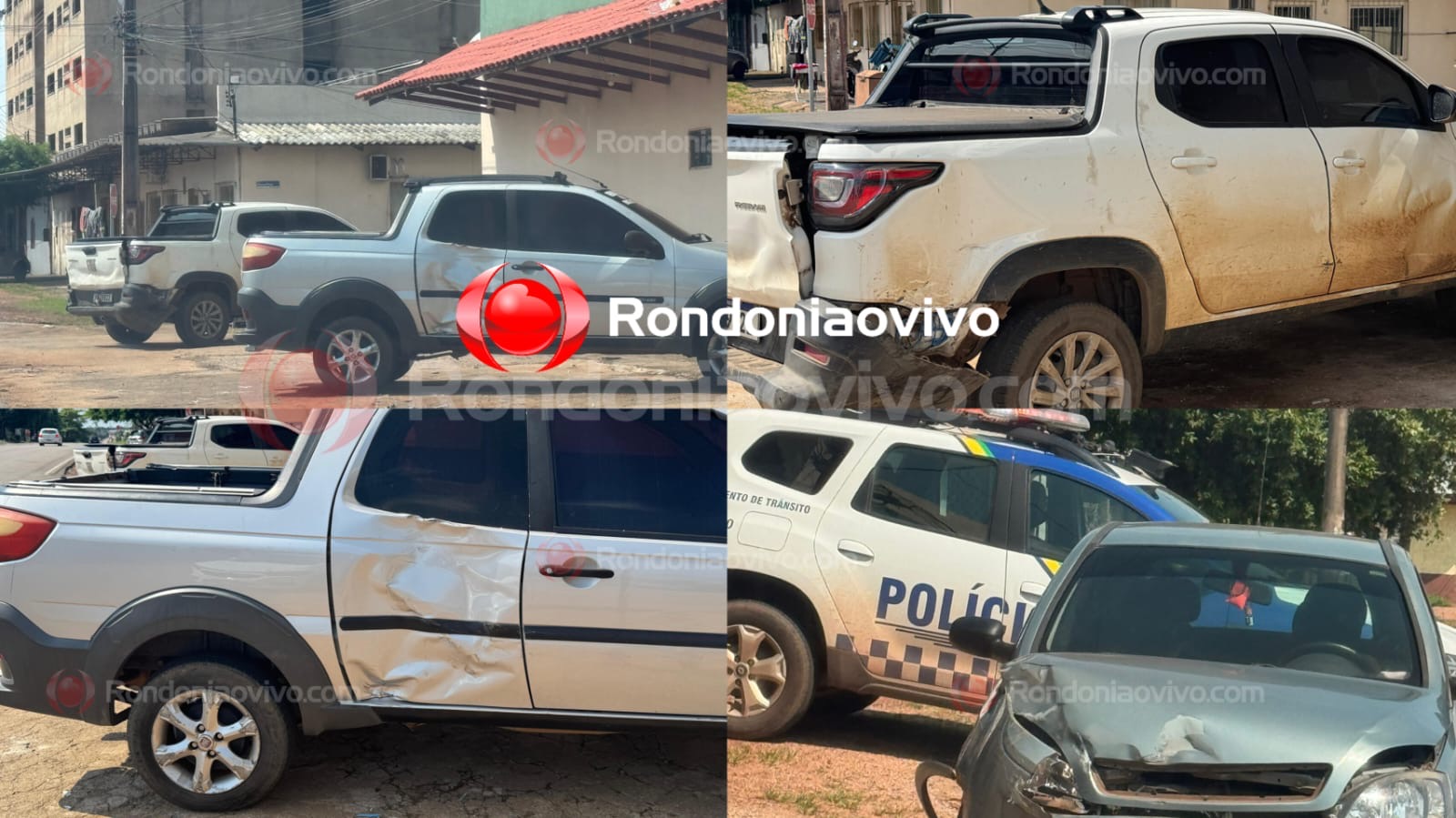 SEM CONTROLE: Mulher foge após bater Corsa contra dois Fiat Strada parados