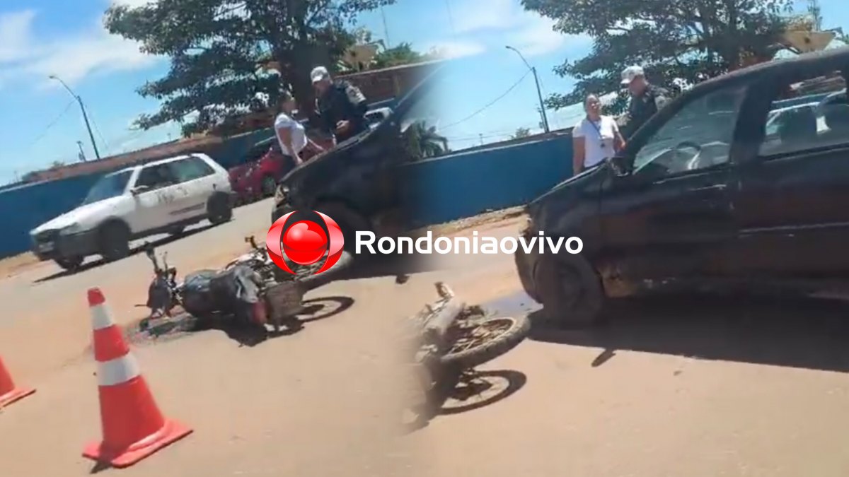 NA MAMORÉ: Motociclista sofre grave acidente após condutor de carro avançar preferencial 