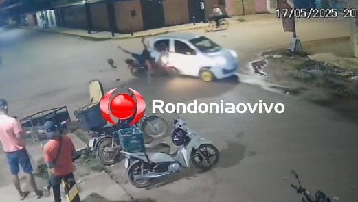 VÍDEO: Condutor de carro provoca acidente e mulher em moto termina presa 