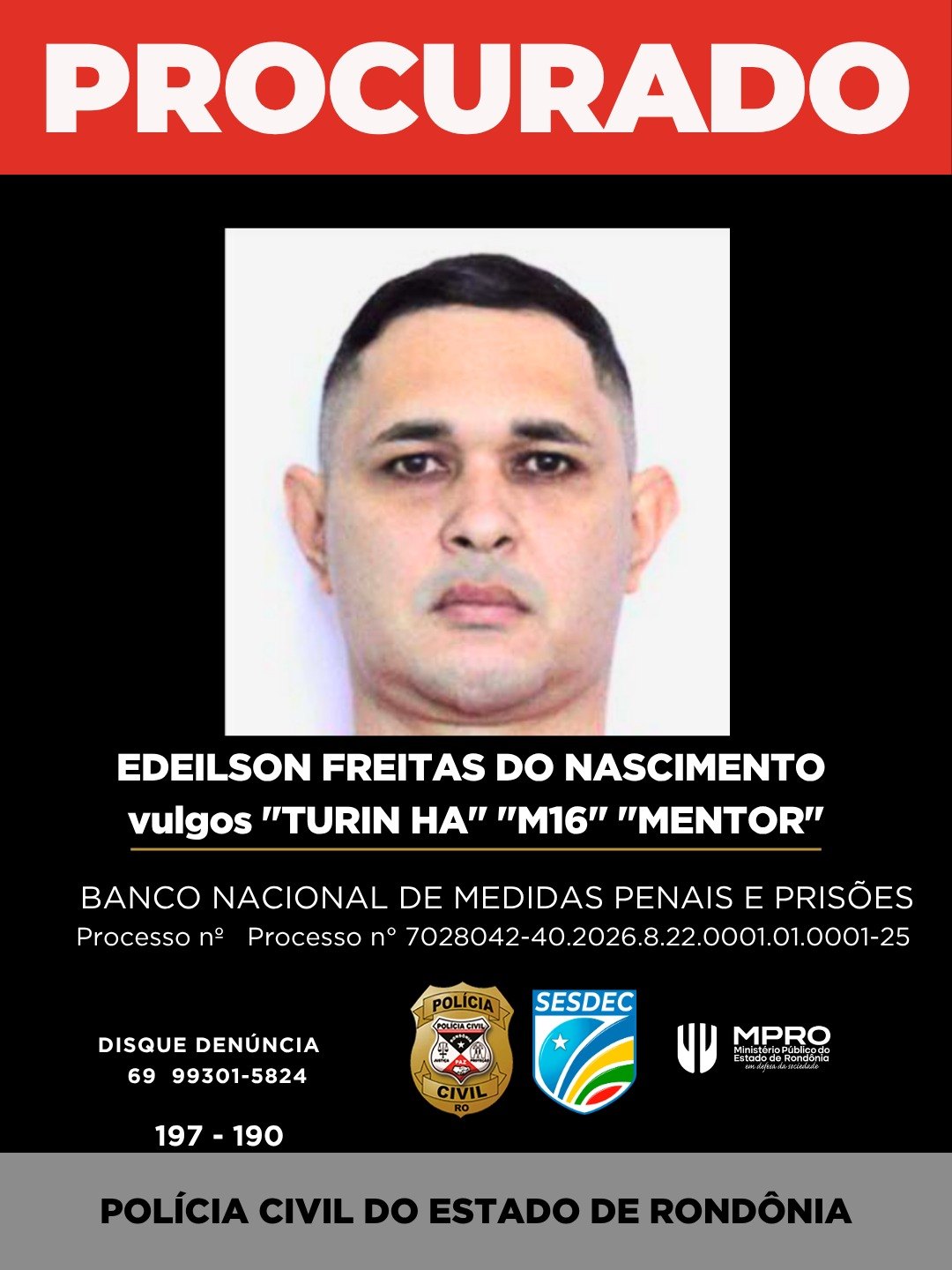 ORGANIZAÇÃO CRIMINOSA: Polícia divulga imagens de foragidos da Operação Audácia