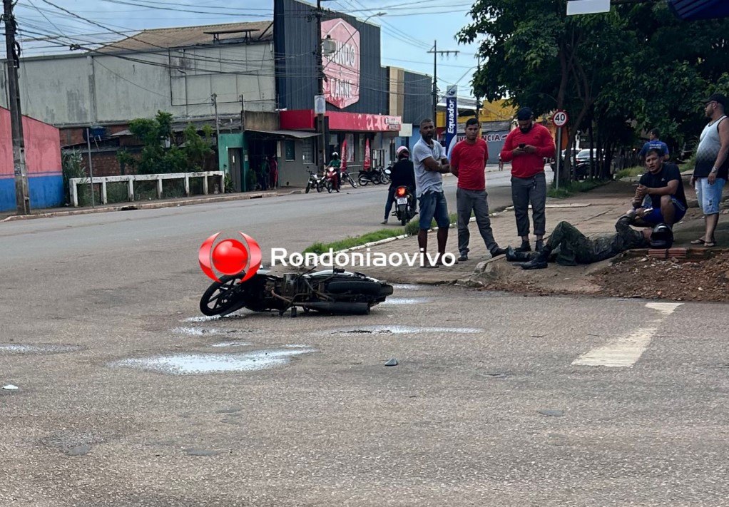 NA MAMORÉ: Militar da Base Aérea sofre acidente envolvendo moto e caminhão