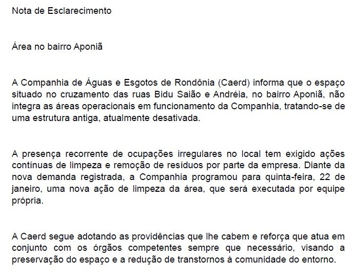 PEDIDO DE PROVIDÊNCIA: Terreno da Caerd abriga cracolândia no bairro Aponiã
