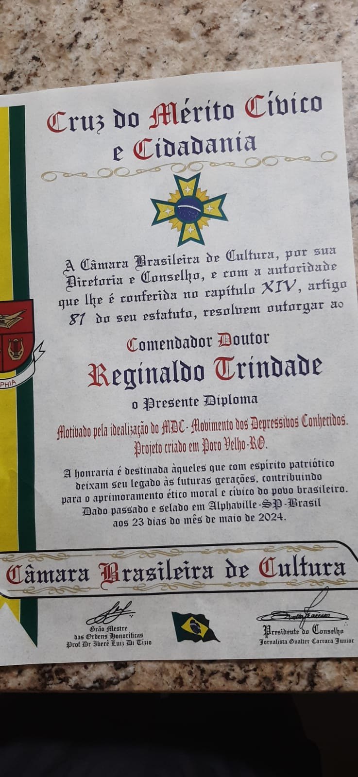 MDC recebe sua primeira condecoração