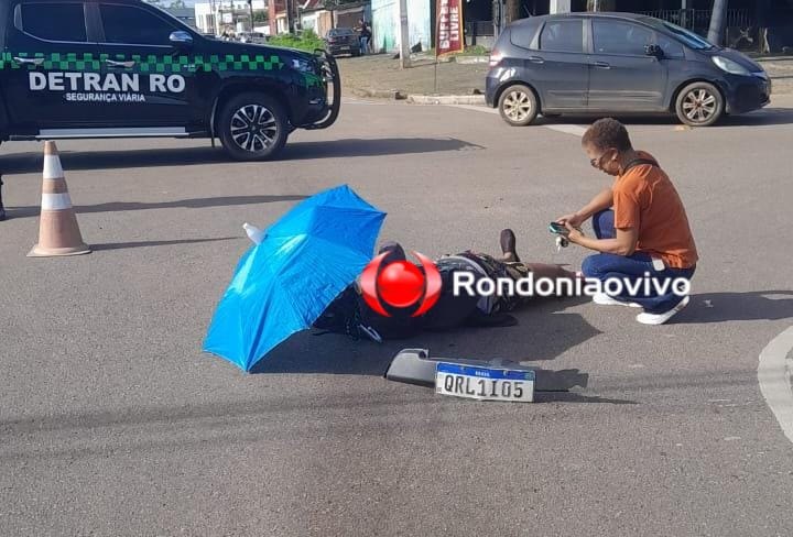 URGENTE: Motociclista tem perna dilacerada em acidente; Causador fugiu