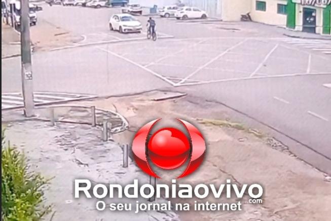 FRONTALMENTE: Vídeo mostra ciclista batendo de frente com carro no Centro