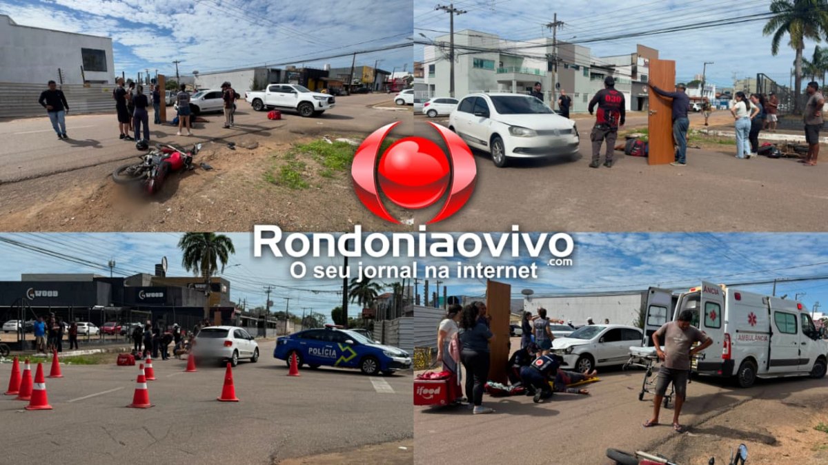 VÍDEO: Câmeras flagram grave colisão entre motoboy e carro no Centro 