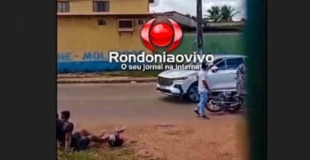 VÍDEO: Motociclista fica ferido em colisão com carro na Estrada do Belmont