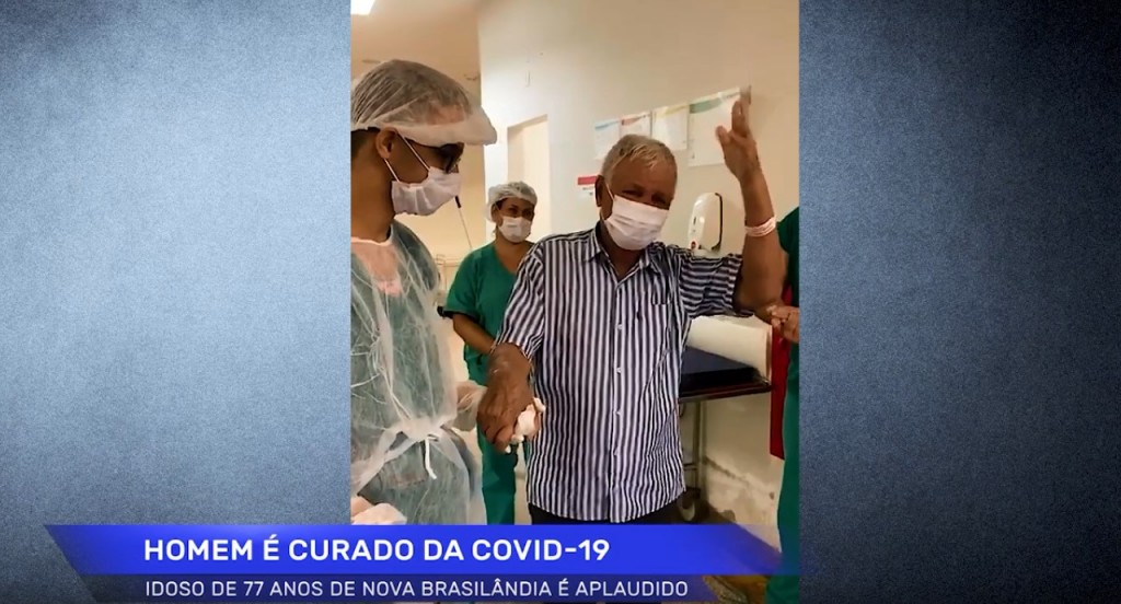 NOVA BRASILÂNDIA: Idoso de 77 anos vence a covid-19 e é aplaudido ao ter alta em Rondônia