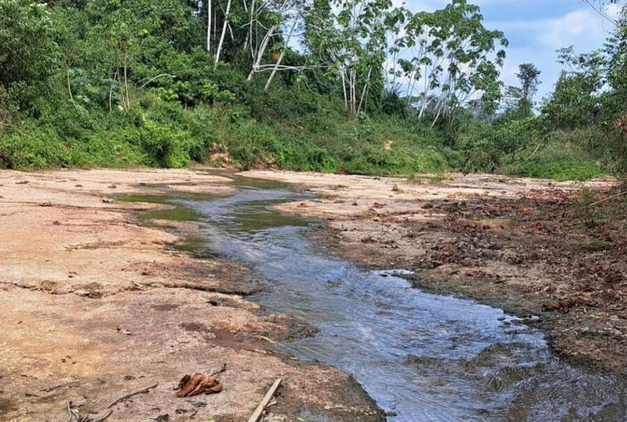 CHOCANTE: Rio no Acre seca e pode ser atravessado com um passo