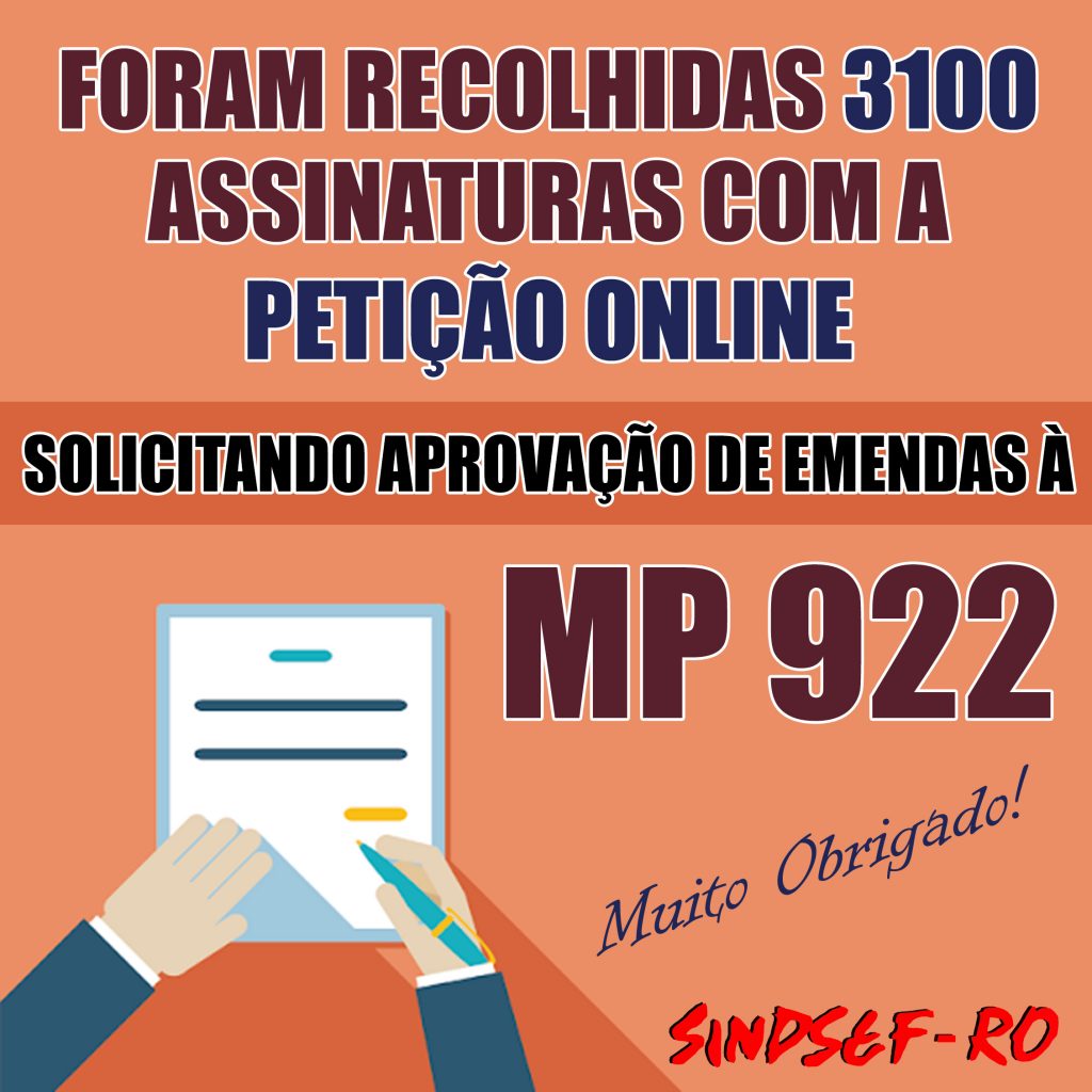 MP 922: Sindsef recolhe 3.100 assinaturas em petição para aprovação de emendas