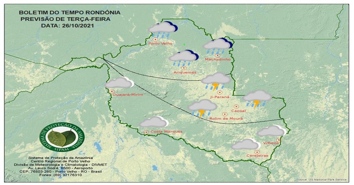 CLIMA: Confira a previsão do tempo para esta terça-feira (26) em Rondônia 