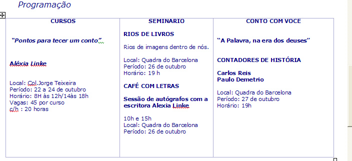 Programação da Feira de Livro do Sesc