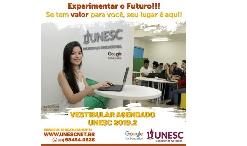 SEGUNDO SEMESTRE: Unesc/RO abre inscrições para o Vestibular Agendado 2019.2