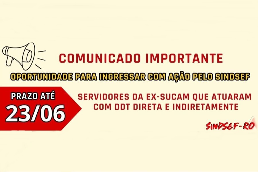 Sindsef convoca servidores que manusearam DDT direta e indiretamente para ingressar com ação