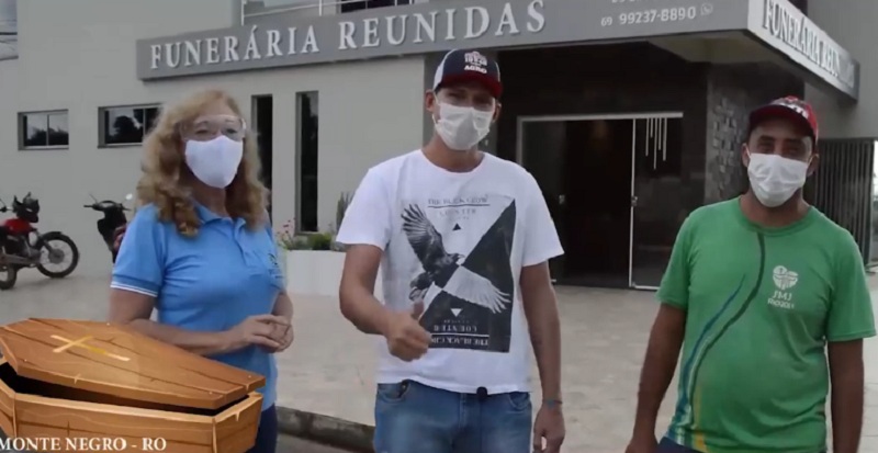 ALERTANDO A POPULAÇÃO: Vereador de RO faz vídeo ao lado de dona de funerária e coveiro da cidade 