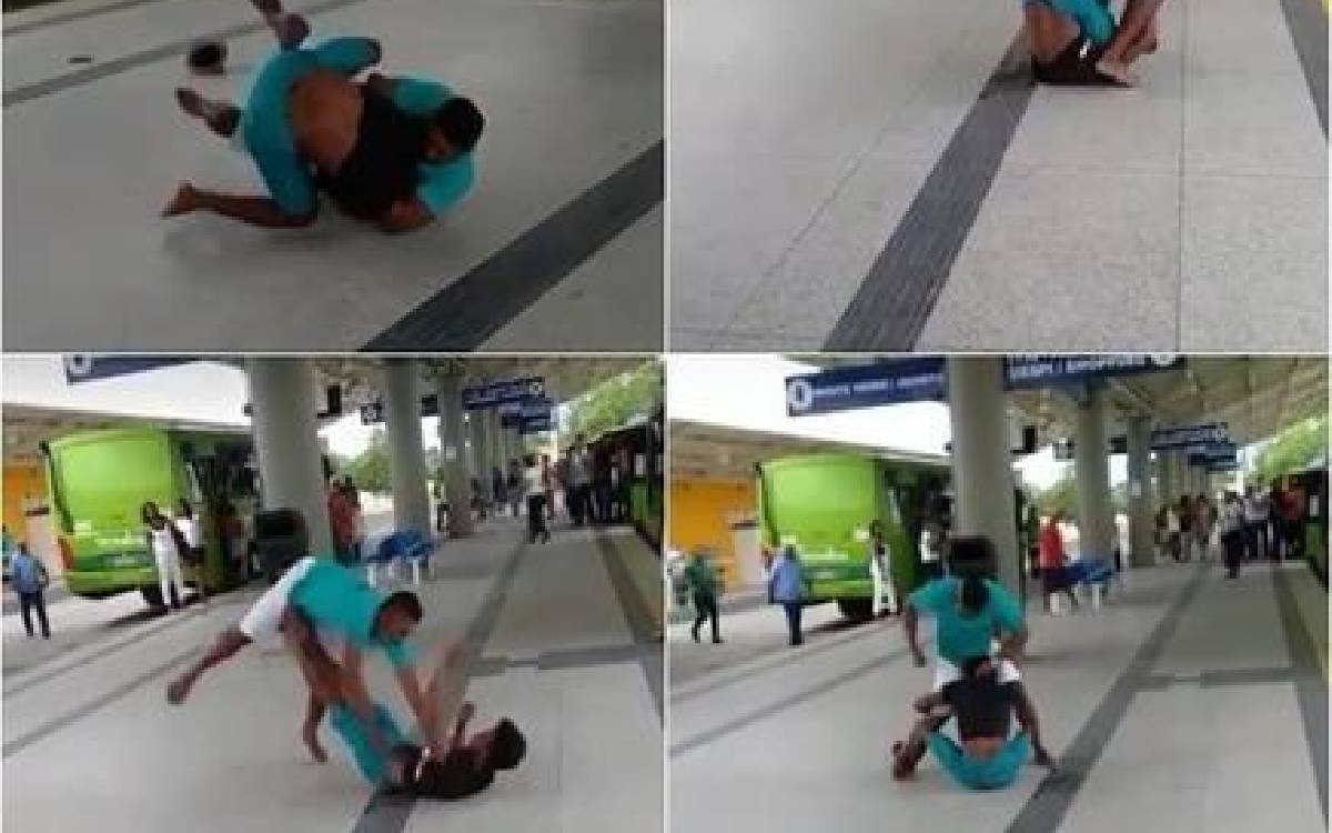 VÍDEO: Homens saem na porrada em terminal por conta de 'espirro'