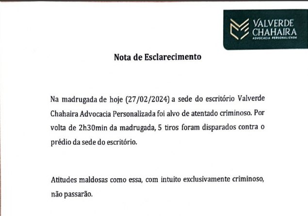 NOTA: Escritório de Bruno Valverde divulga pronunciamento após ataque