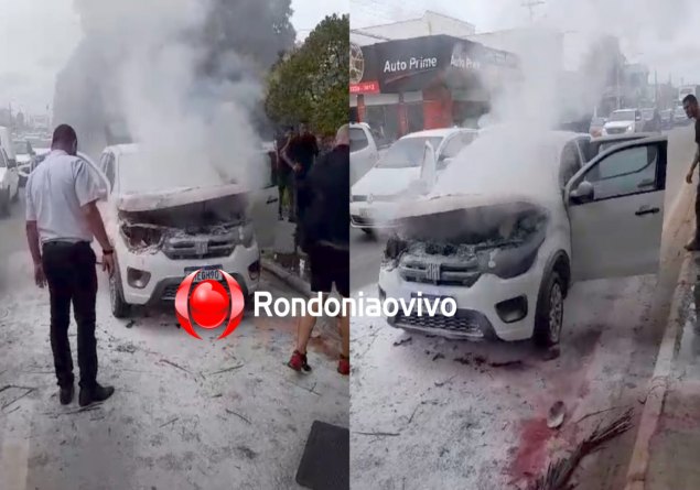 SINISTRO: Carro pega fogo em plena Avenida Jorge Teixeira em Porto Velho 